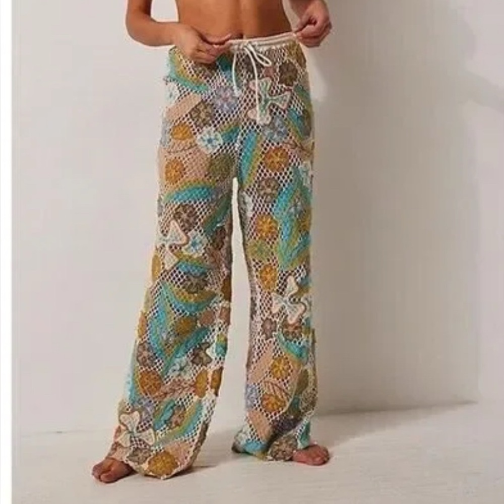Free People Ocean Roads Crochet Knit Pants